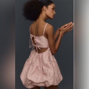 NWT Aureta Studio x Anthropologie Square-Neck Bubble-Hem Mini Dress